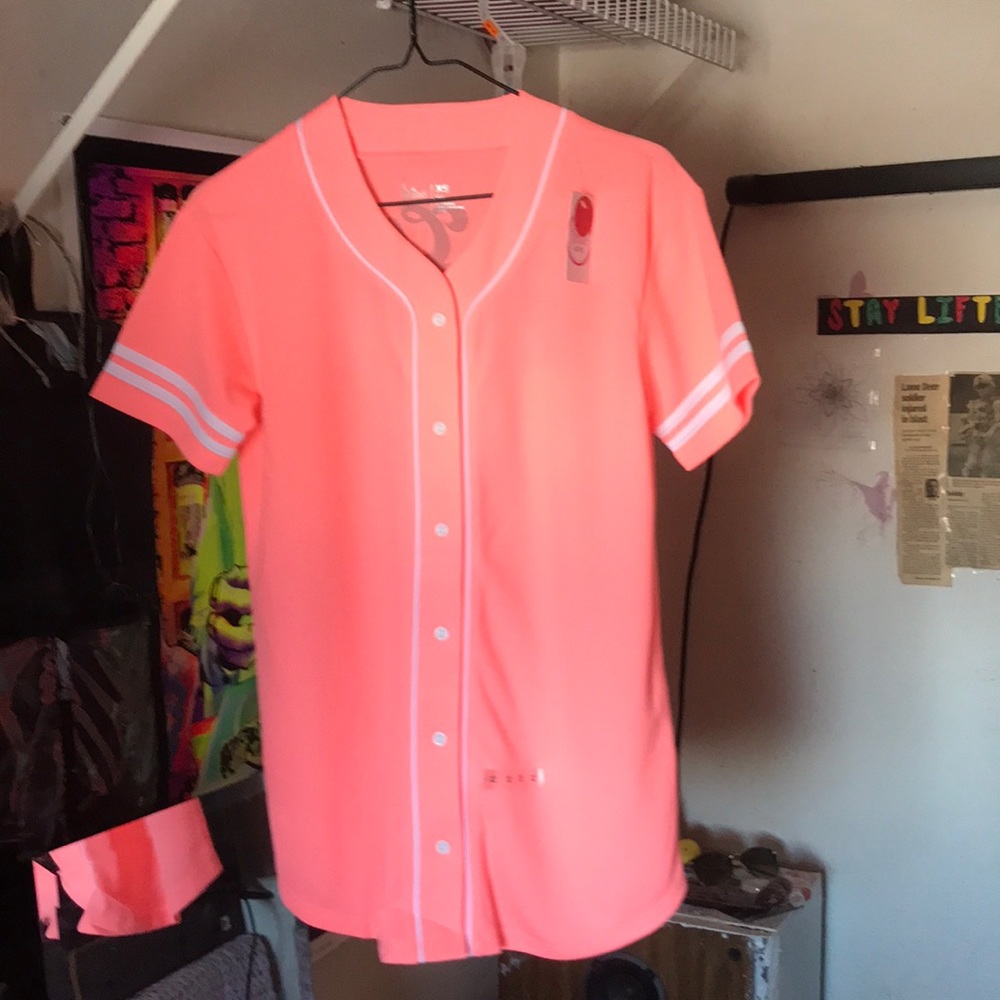 Flirtitude bright coral baseball tee, New w/ tags